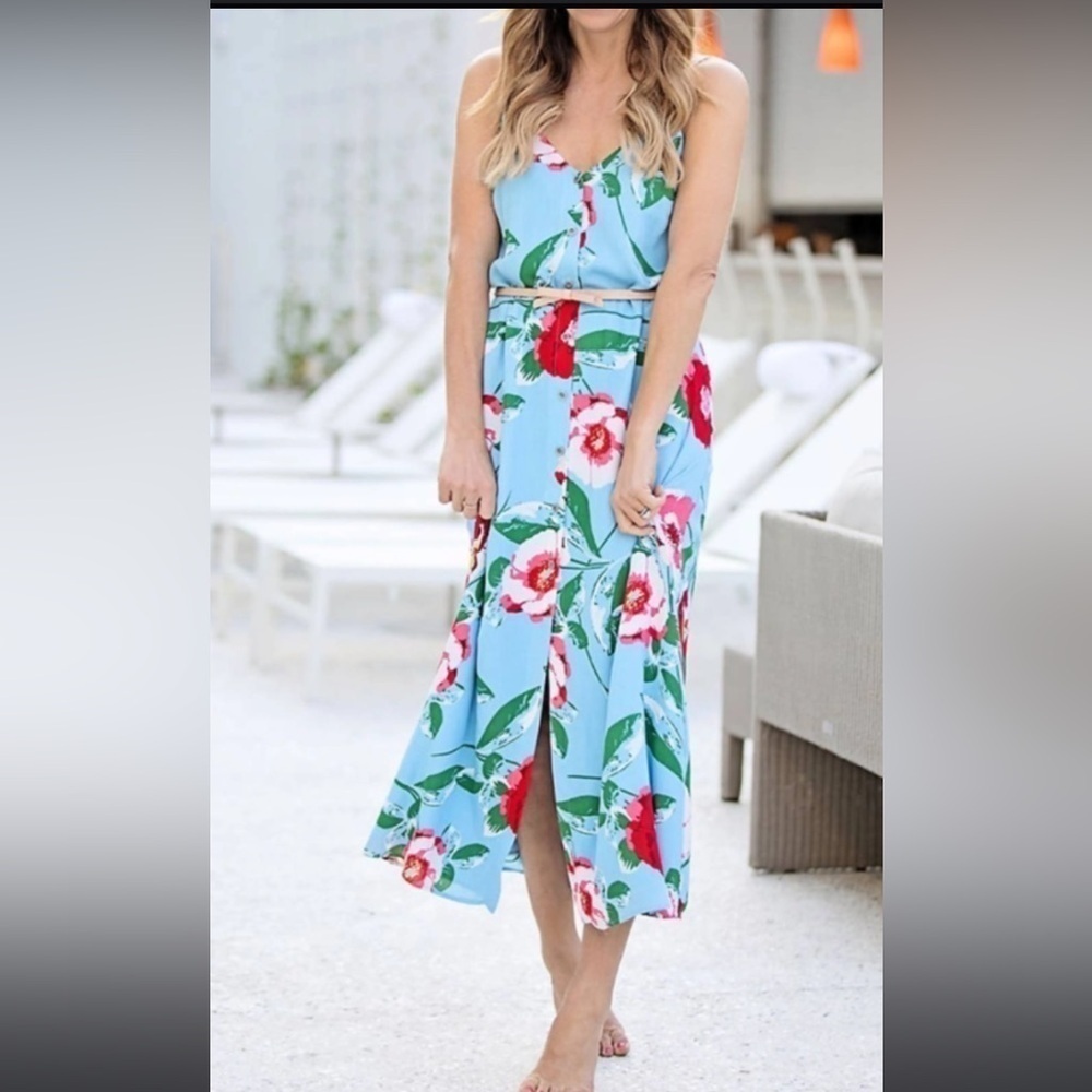Gibson The Motherchic Al Fresco Strappy Button front dress size medium petite